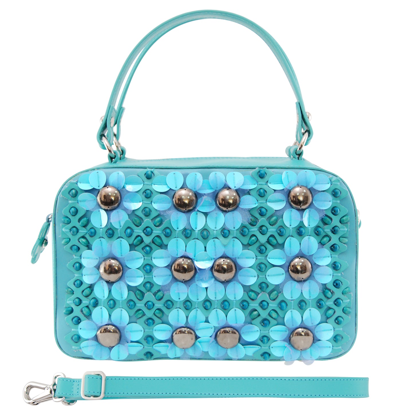 PETULA Embellished Leather Box Bag