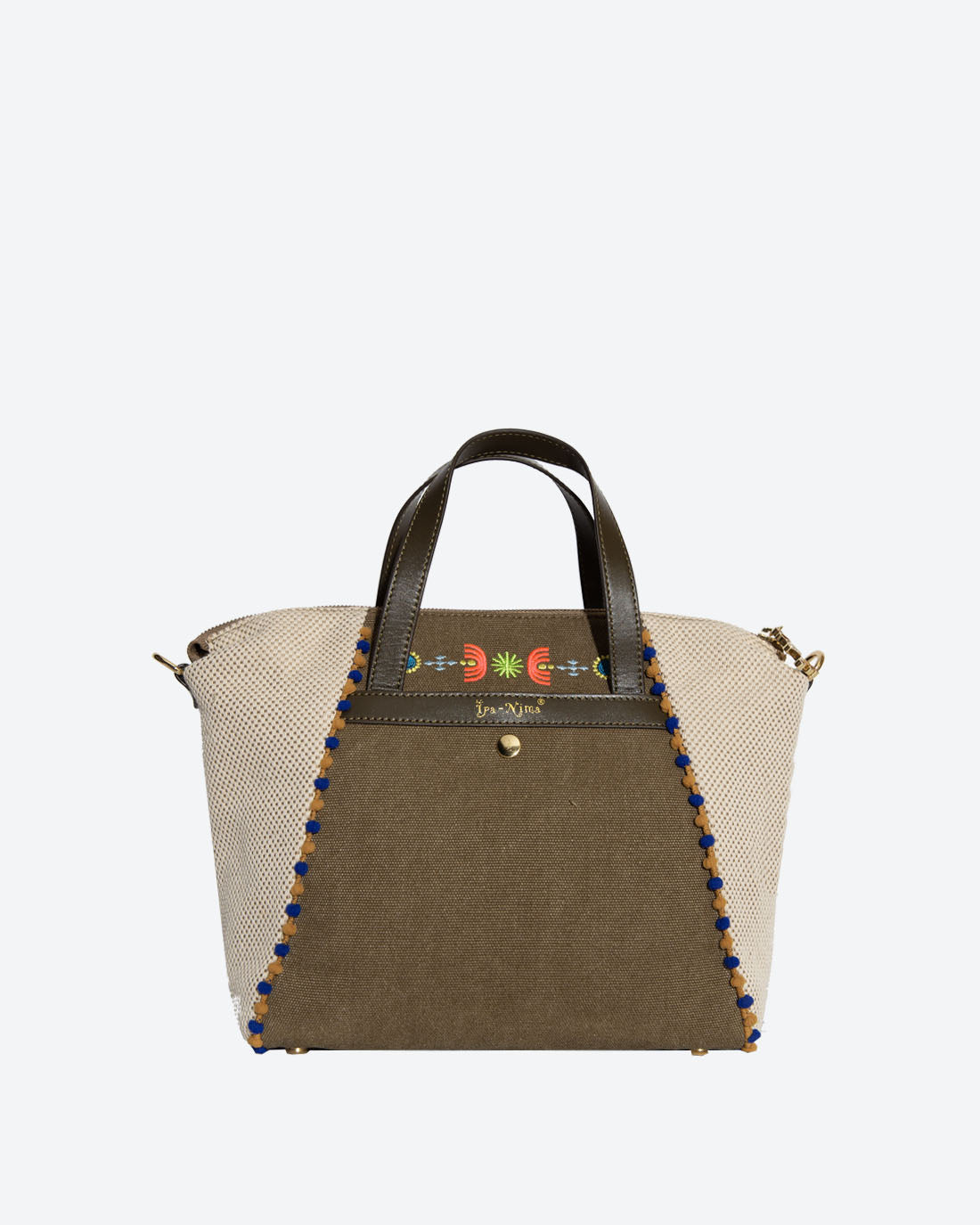 CAMELA: Embroidered Small Zipper Shopper