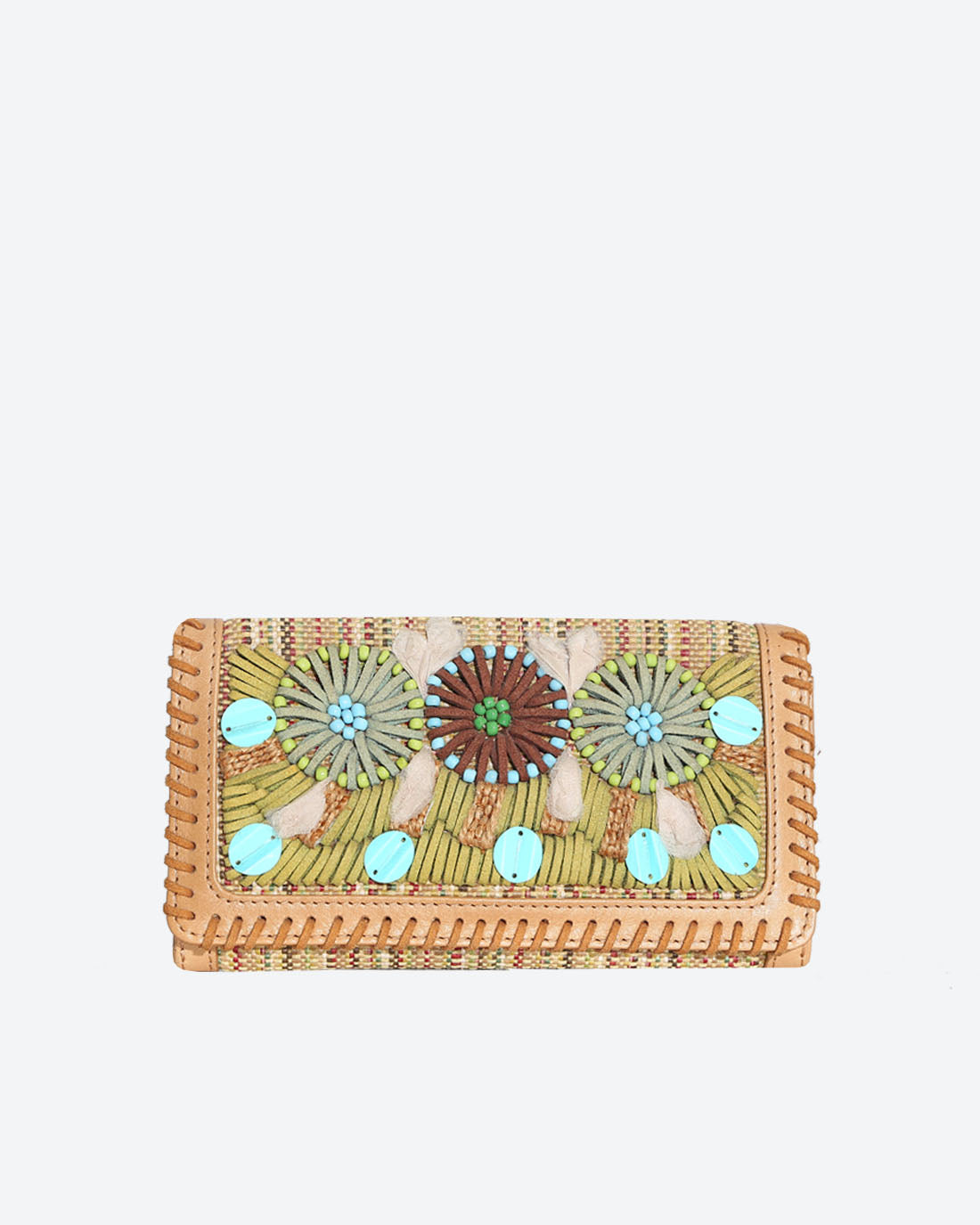 GERANIUM: Leather Embroidered Wallet