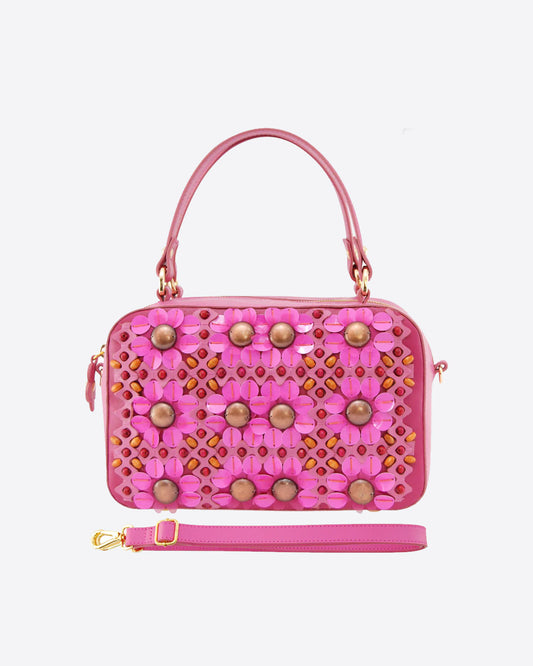 PETULA Embellished Leather Box Bag