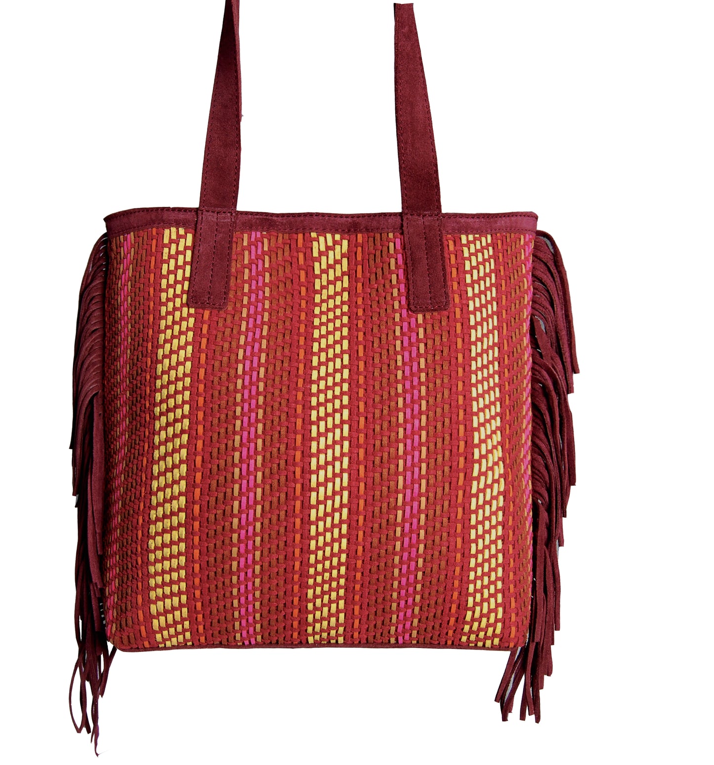 CHERYL Hand-Braided Suede Fringe Tote