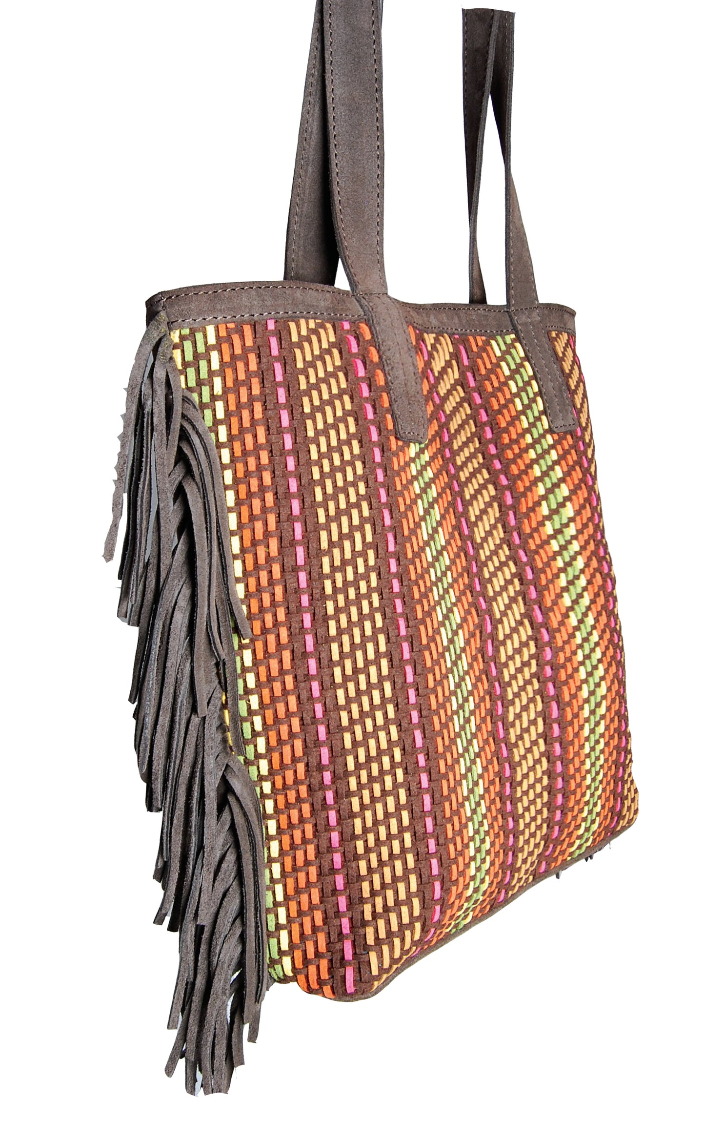 CHERYL Hand-Braided Suede Fringe Tote