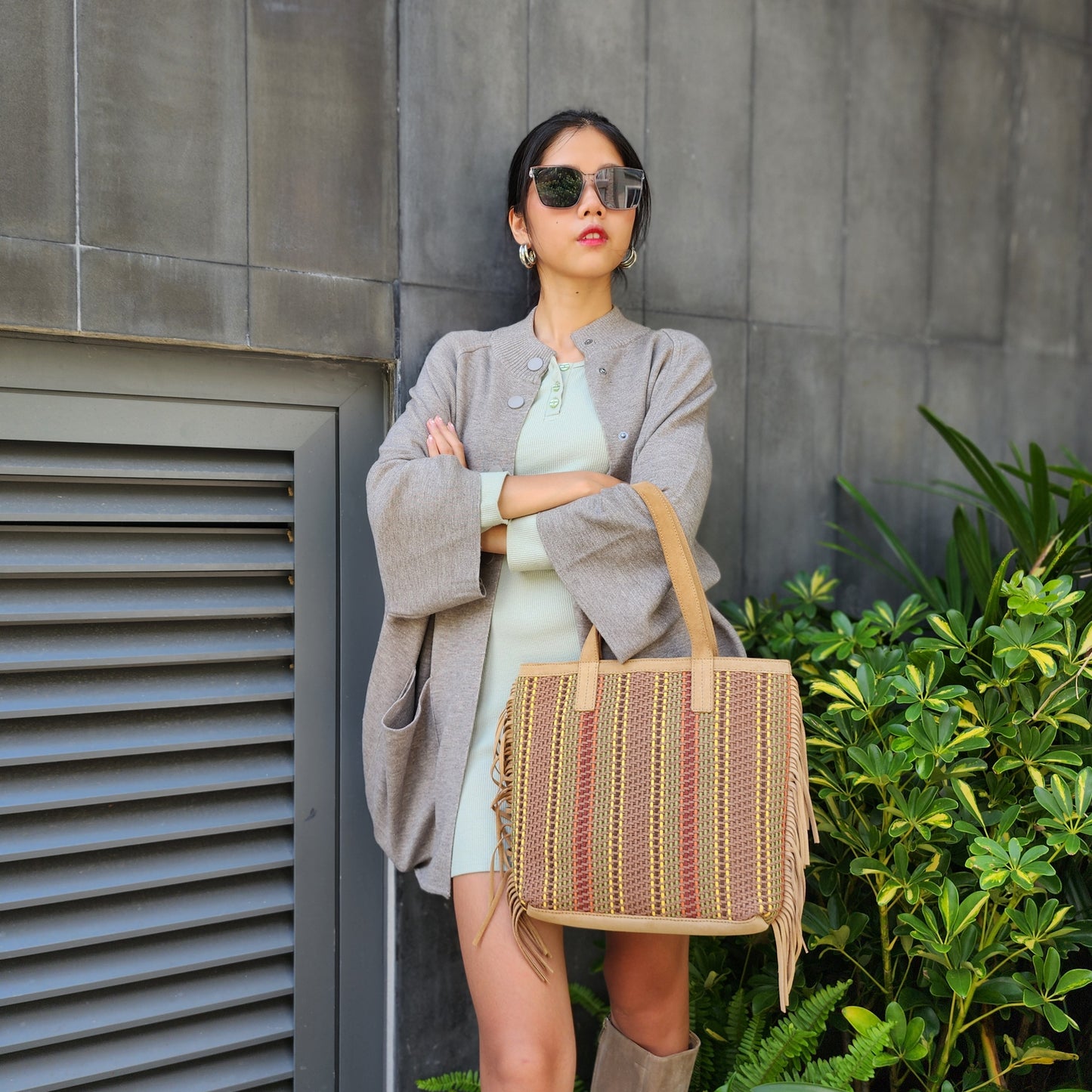 CHERYL Hand-Braided Suede Fringe Tote