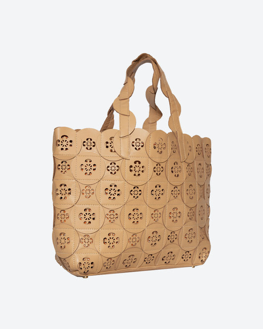 TONI: Leather Tote With Leather Applique