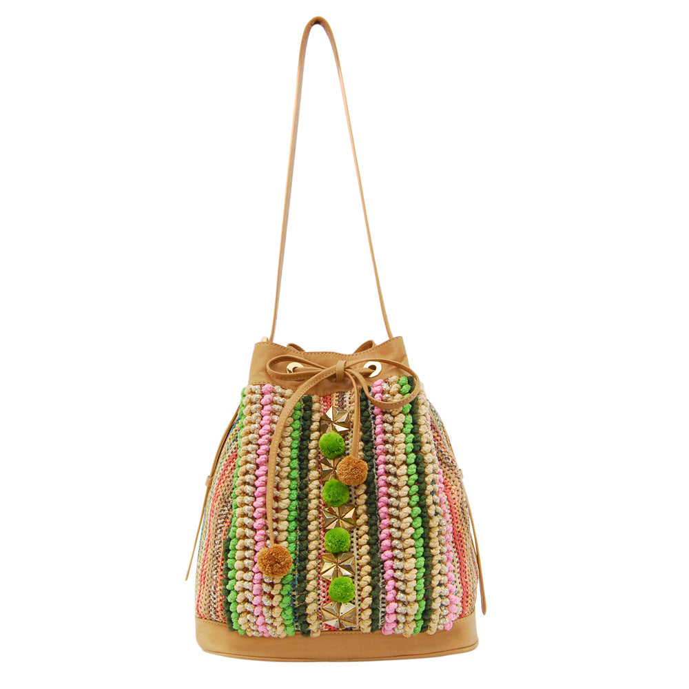 BB-106 Blue and Pink Flowers on Cocoa Bucket Bag – The Enriched Stitch